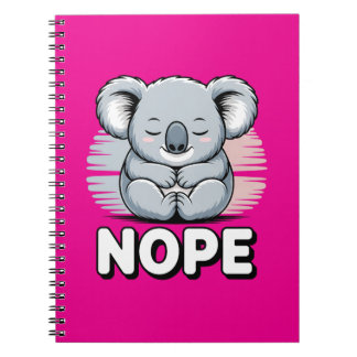 Cute Sleeping Koala “Nope” Funny Cartoon Anteckningsbok