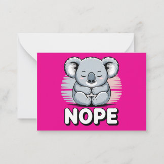 Cute Sleeping Koala “Nope” Funny Cartoon Anteckningskort