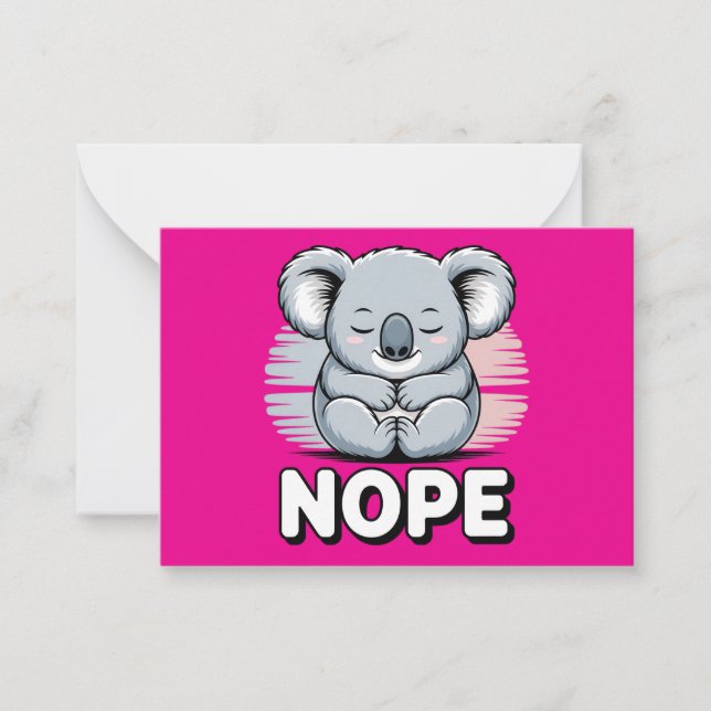 Cute Sleeping Koala “Nope” Funny Cartoon Anteckningskort (Framsida)