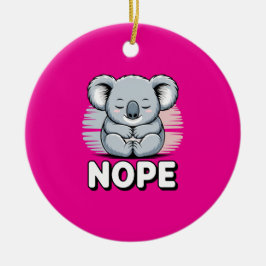 Cute Sleeping Koala “Nope” Funny Cartoon Julgransprydnad Keramik
