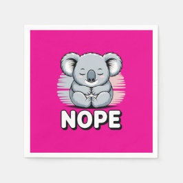 Cute Sleeping Koala “Nope” Funny Cartoon Pappersservett