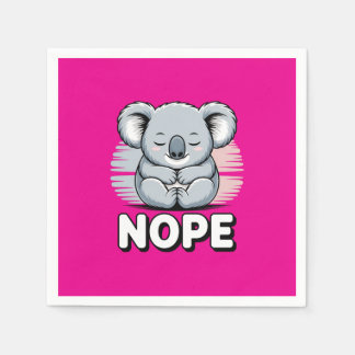 Cute Sleeping Koala “Nope” Funny Cartoon Pappersservett