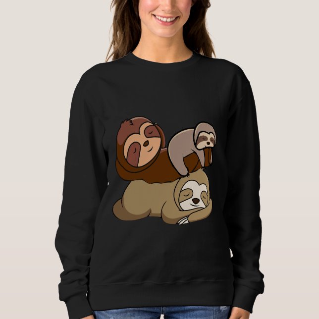 Cute Sleeping Lazy Sloth Stacks T Shirt (Framsida)