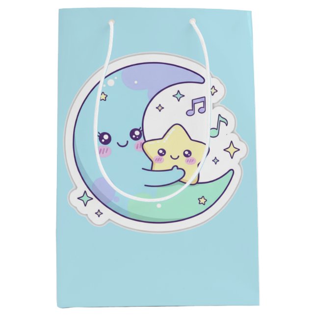 Cute Sleeping Moon & Stars Baby Blue Ramadan Gift  (Framsidan)