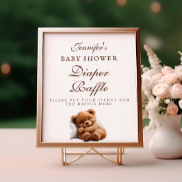 Cute Sleeping Nalle Diaper Raffle Sign Poster