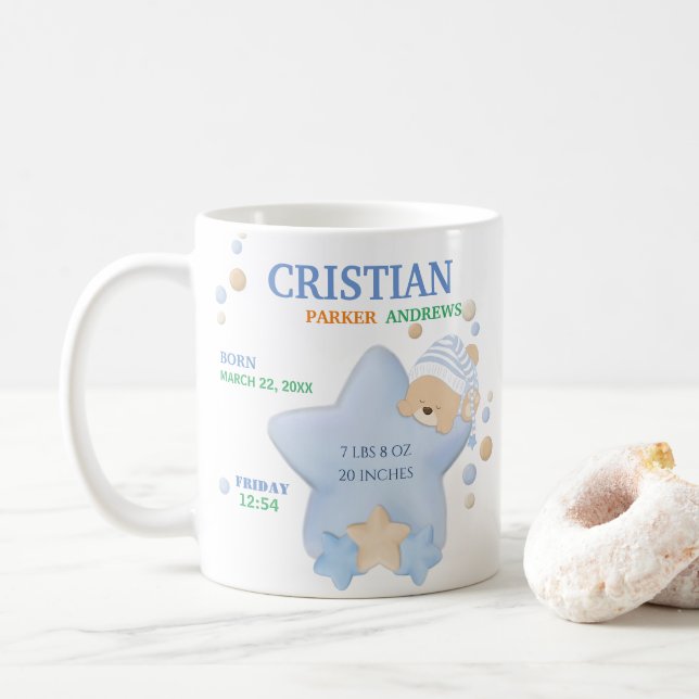 Cute Sleeping Nalle Pojke Birgstat Coff Kaffemugg (Med munk)