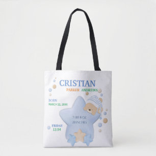 Cute Sleeping Nalle Pojke Birgstat Tote Tygkasse