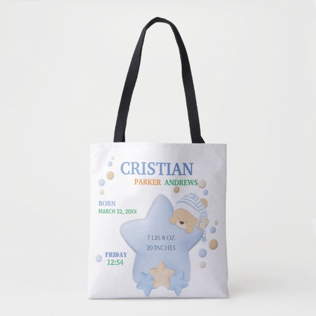 Cute Sleeping Nalle Pojke Birgstat Tote Tygkasse (Framsida)