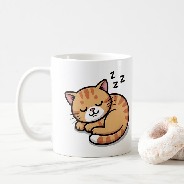 Cute Sleeping Orange Tabby katt Mugg - Kaffe Kopp (Med munk)