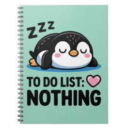 cute sleeping penguin, to do list nothing anteckningsbok