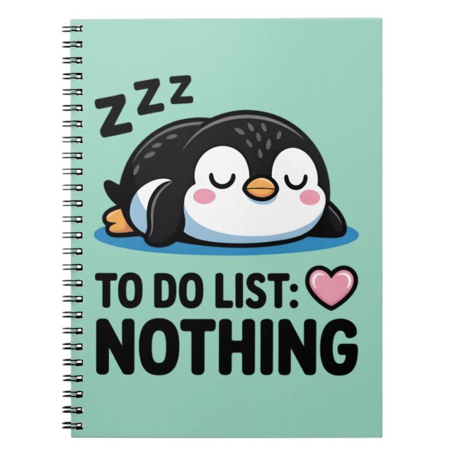 cute sleeping penguin, to do list nothing anteckningsbok (Framsidan)