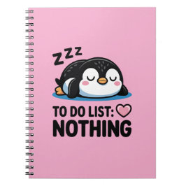 cute sleeping penguin, to do list nothing anteckningsbok