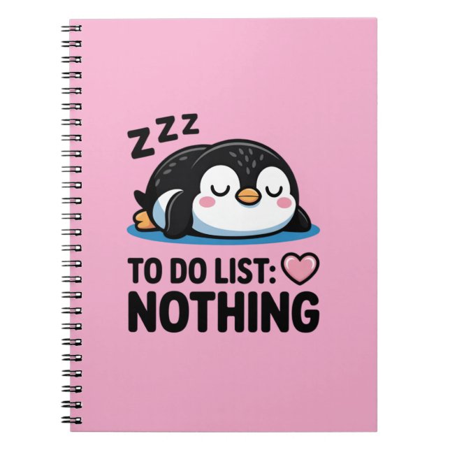 cute sleeping penguin, to do list nothing anteckningsbok (Framsidan)