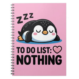 cute sleeping penguin, to do list nothing anteckningsbok