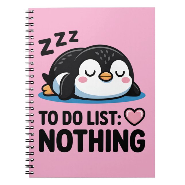 cute sleeping penguin, to do list nothing anteckningsbok (Framsidan)