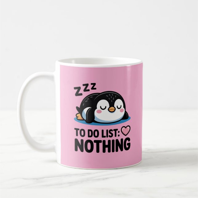 cute sleeping penguin, to do list nothing kaffemugg (Vänster)
