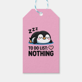 cute sleeping penguin, to do list nothing presentetikett