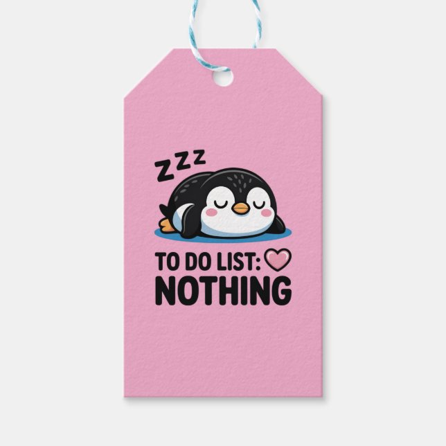 cute sleeping penguin, to do list nothing presentetikett (Framsidan)