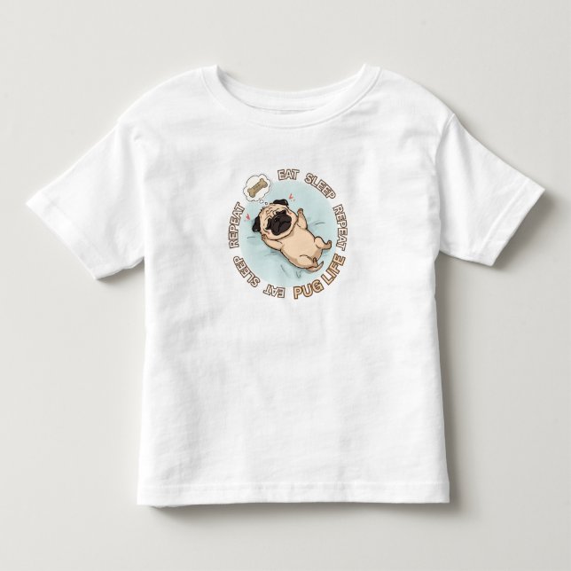Cute Sleeping Pug Baby Shirt | Eat Sleep Repeat  T Shirt (Framsida)