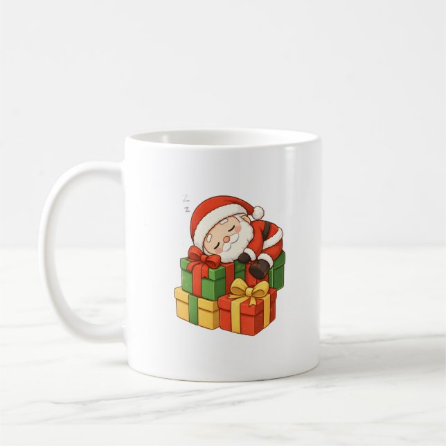 Cute Sleeping Santa Christmas Mug Kaffemugg (Vänster)