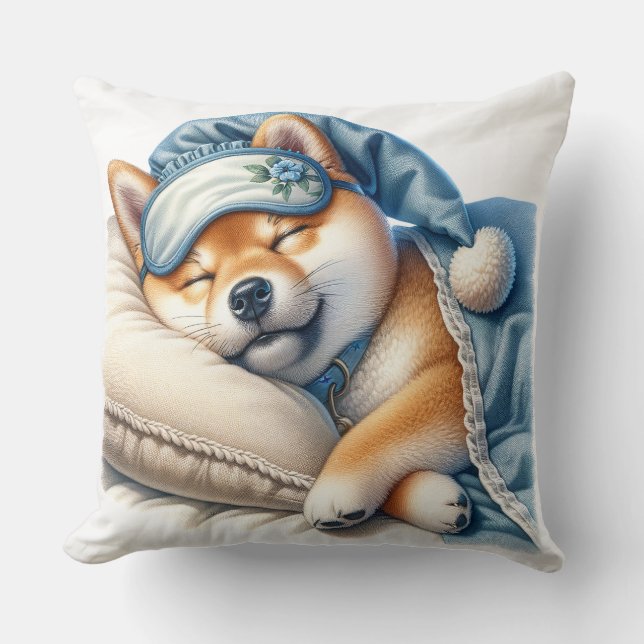 Cute Sleeping Shiba Inu Hund Kudde (Framsida)