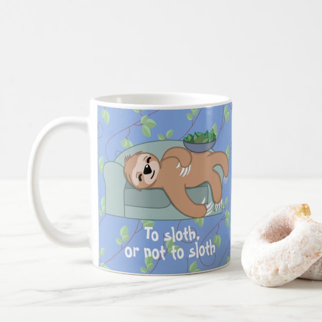 Cute Sleeping Sloth är Lazy Tropical Jungle Kaffemugg (Med munk)