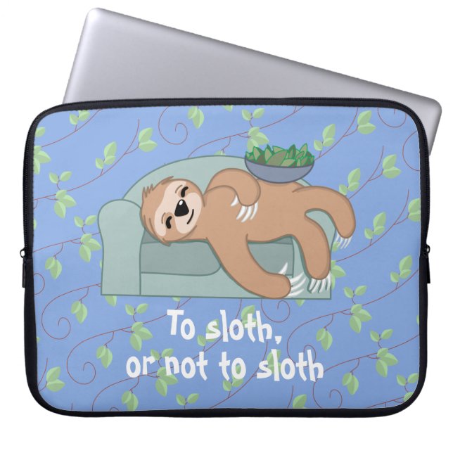 Cute Sleeping Sloth är Lazy Tropical Jungle Laptop Fodral (Framsidan)