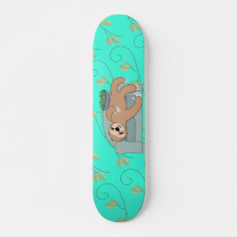 Cute Sleeping Sloth är Lazy Tropical Jungle Mini Skateboard Bräda 18,5 Cm