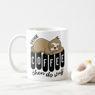 Cute Sleeping Sloth Coffee Quote Kaffemugg