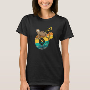 Cute Sleeping Sloth Music Vinyl LP Musician Music T Shirt