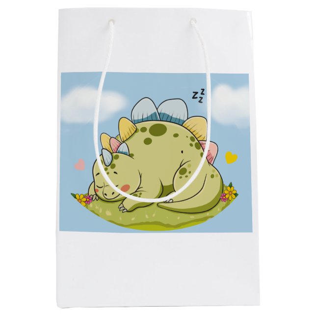 Cute Sleeping Stegosaurus Pastel Dinosaur Gift Bag (Framsidan)
