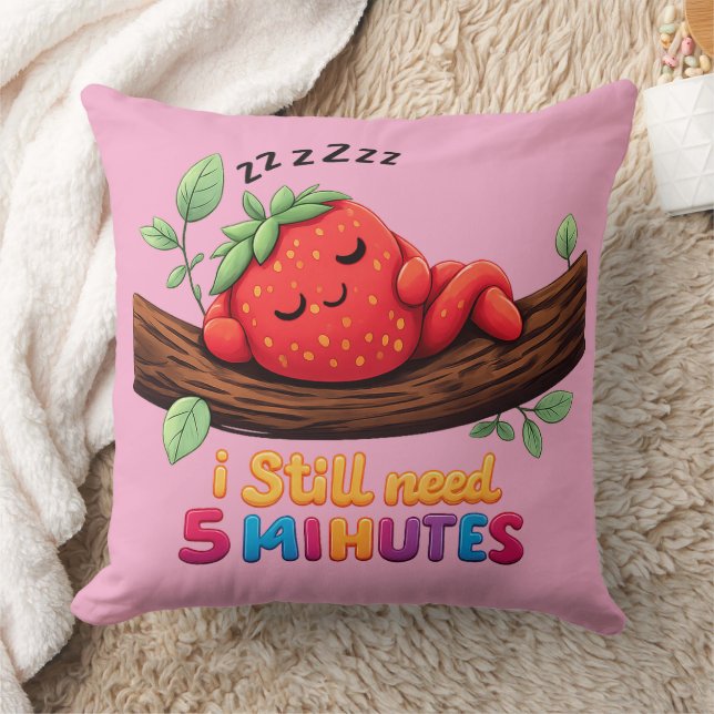 Cute Sleeping Strawberry – 20" Throw Pillow Kudde (Filt)