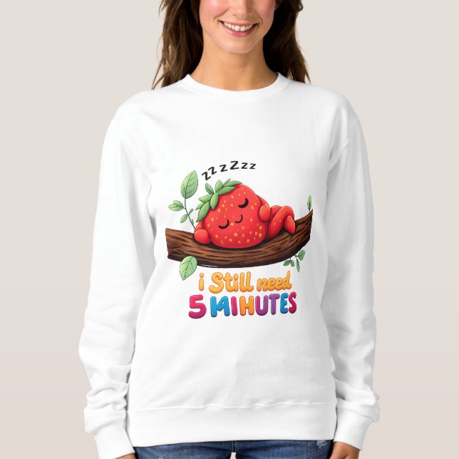 Cute Sleeping Strawberry – Women’s Crewneck Sweats T Shirt (Framsida)