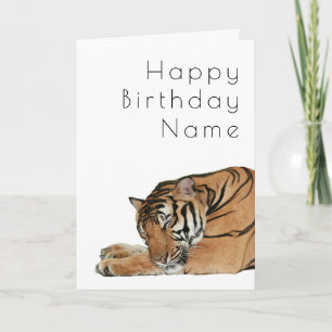 Cute Sleeping Tiger Funny Art Deco Birday Card Kort