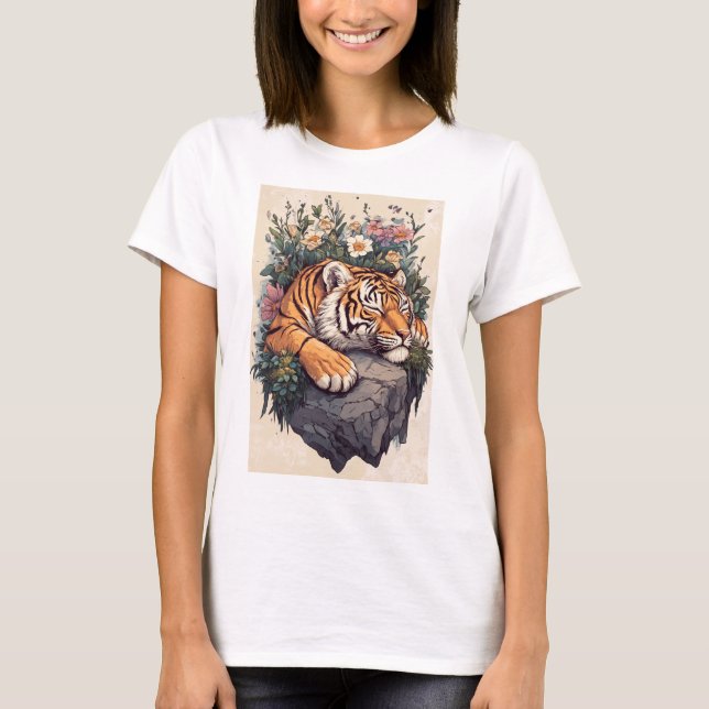 Cute Sleeping Tiger Shirt T Shirt (Framsida)