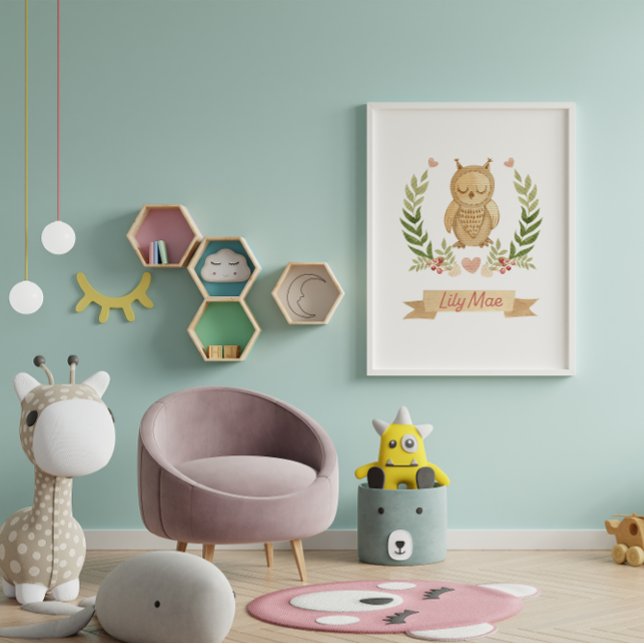 Cute Sleeping Uggla Barn Nursery Wall Art Décor Poster (Skapare uppladdad)