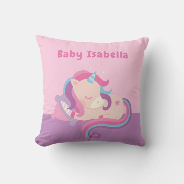 Cute Sleeping Unicorn Flicka Nursery Kudde (Framsida)