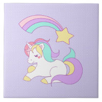 Cute Sleeping Unicorn med färgstark stöttstjärna