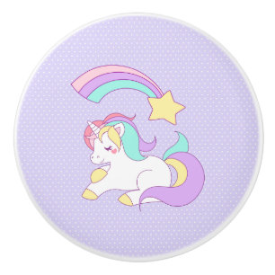 Cute Sleeping Unicorn med färgstark stöttstjärna Knopp