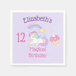 Cute Sleeping Unicorn med färgstark stöttstjärna Pappersservett