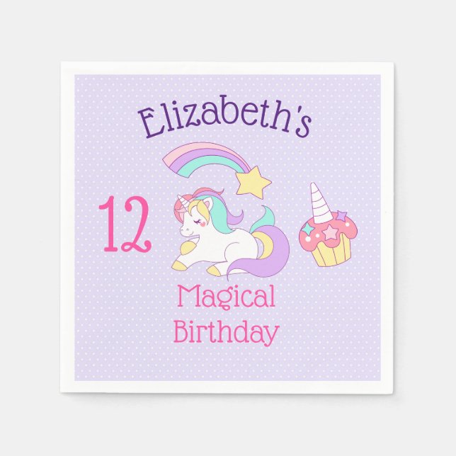 Cute Sleeping Unicorn med färgstark stöttstjärna Pappersservett (Framsidan)