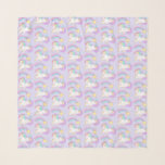Cute Sleeping Unicorn med färgstark stöttstjärna Sjal<br><div class="desc">Chiffon scarf med en upprepande mönster som består av ett exempel på en söt och kawaii-enhörning som sover fredligt med en finare-klammermane och svan. En färgstark regnbågsstjärna ovanför hennes huvud. Ange på en bakgrund för pastelllila. En underbar fantasi.</div>
