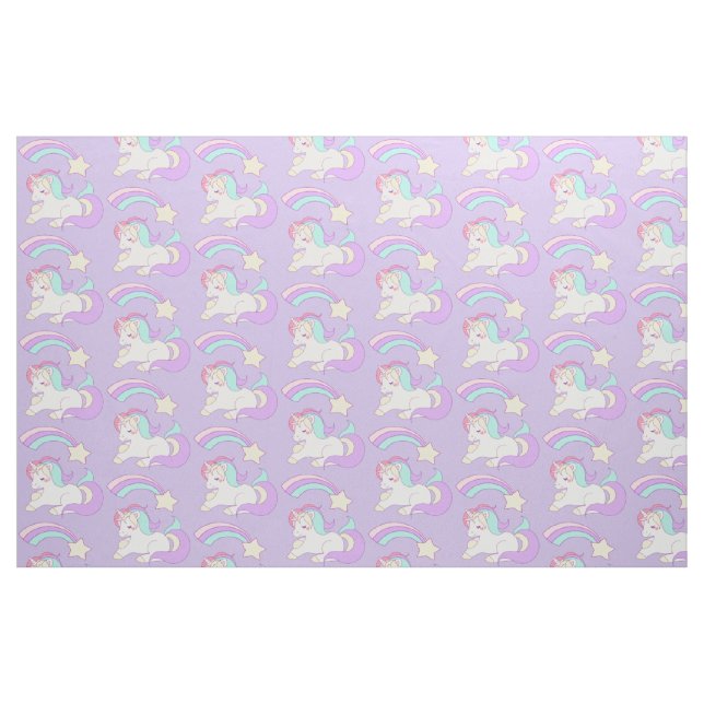 Cute Sleeping Unicorn med färgstark stöttstjärna Tyg (Fat Quarter)