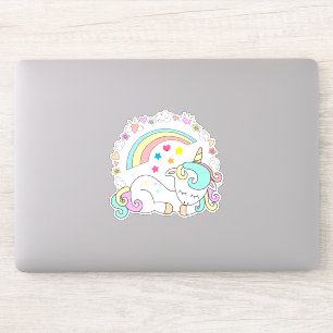 Cute Sleeping Unicorn med Rainbow och Girly Icons Klistermärken