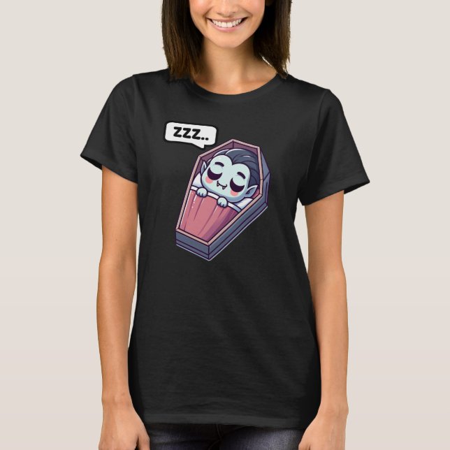 Cute Sleeping Vampire T Shirt (Framsida)