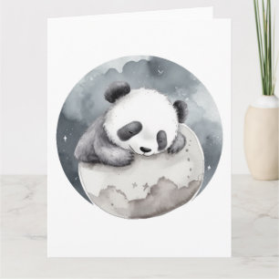 Cute Sleeping Watercolor Baby Panda Kort