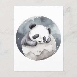 Cute Sleeping Watercolor Baby Panda Vykort