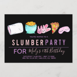 Cute sleepover födelsedagsfest inbjudan