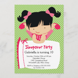 CUTE Sleepover Födelsedagsfest Inledning Inbjudningar