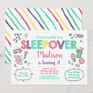 Cute Sleepover Slumber Party födelsedag Inbjudningar